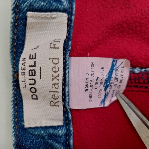 LL Bean DOUBLE Jeans Denim Size 10 Relaxed Fit Fleece Lining Thick Ourtdoor - Picture 7 of 10